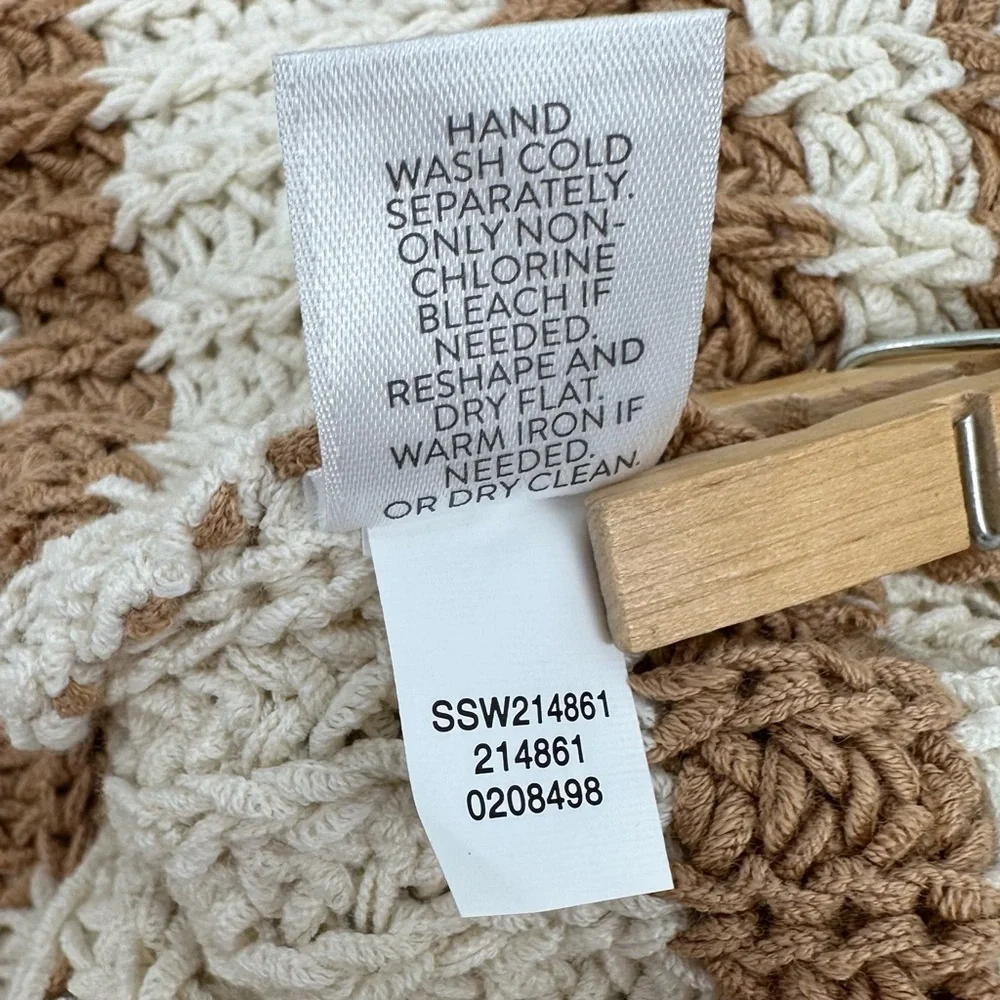 J. Jill Sweater Womens M Striped VNeck Cream Tan Pullover Long Sleeve Classic